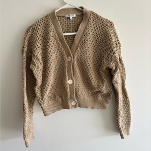 Madewell Light Brown Knit Cropped Cardigan - Size: Medium